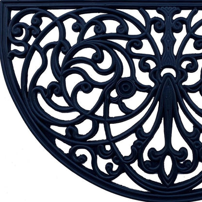 18" X 30" Black Rubber Scrollwork Welcome Outdoor Semi Circle Door Mat HomeRoots