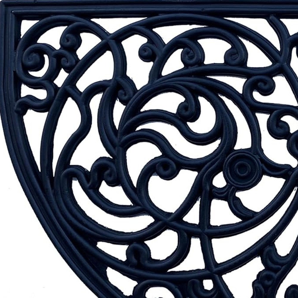 18" X 30" Black Rubber Scrollwork Welcome Outdoor Semi Circle Door Mat HomeRoots