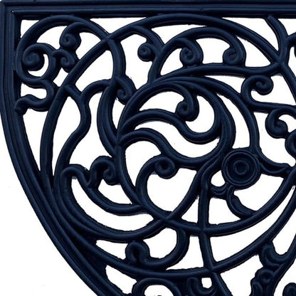 18" X 30" Black Rubber Scrollwork Welcome Outdoor Semi Circle Door Mat HomeRoots