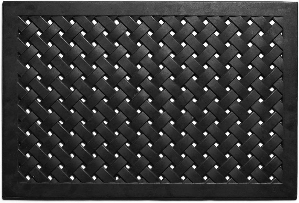 24" X 36" Black Rubber Weave Outdoor Door Mat HomeRoots