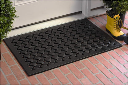 24" X 36" Black Rubber Weave Outdoor Door Mat HomeRoots