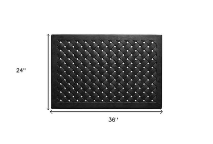 24" X 36" Black Rubber Weave Outdoor Door Mat HomeRoots