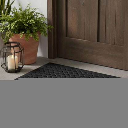 24" X 36" Black Rubber Weave Outdoor Door Mat HomeRoots