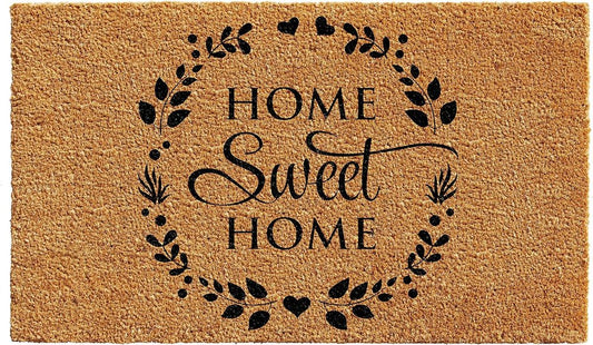 17" X 29" Natural and Black Coir Home Sweet Home Outdoor Door Mat HomeRoots