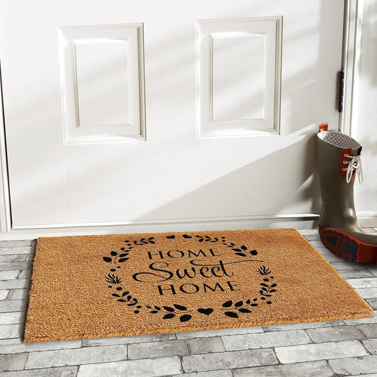17" X 29" Natural and Black Coir Home Sweet Home Outdoor Door Mat HomeRoots