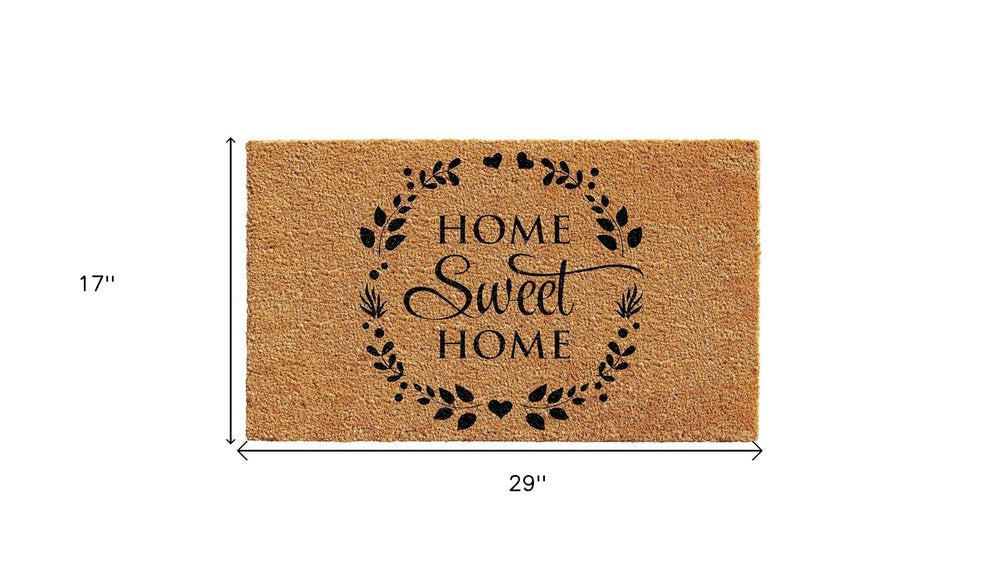 17" X 29" Natural and Black Coir Home Sweet Home Outdoor Door Mat HomeRoots