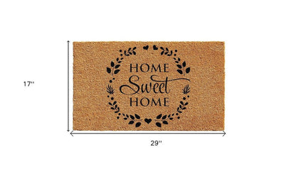 17" X 29" Natural and Black Coir Home Sweet Home Outdoor Door Mat HomeRoots