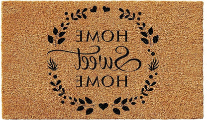 17" X 29" Natural and Black Coir Home Sweet Home Outdoor Door Mat HomeRoots