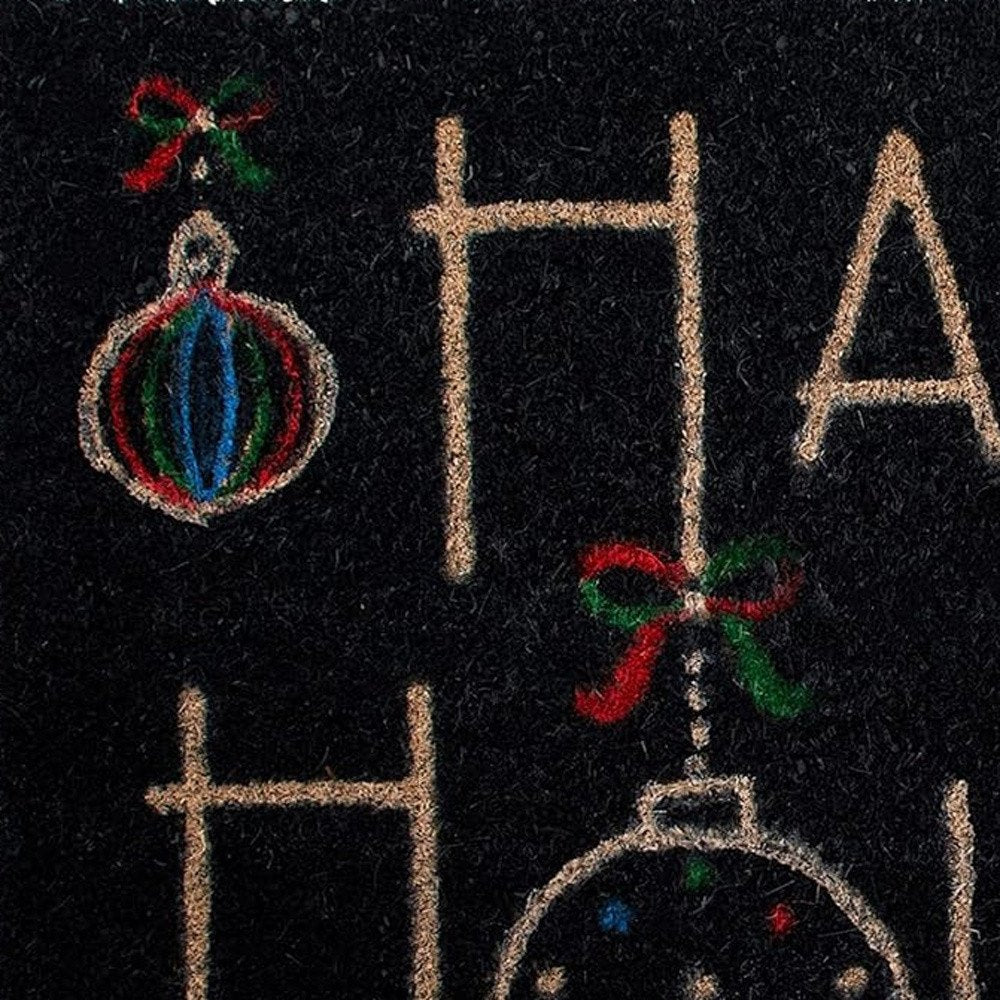 24" X 36" Black and Natural Coir Happy Holidays Outdoor Christmas Door Mat HomeRoots