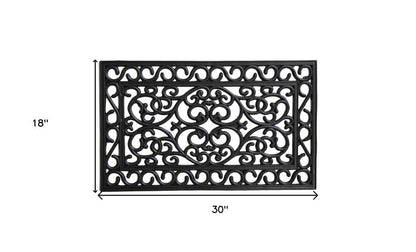 18" X 30" Black Rubber Scrollwork Outdoor Door Mat HomeRoots