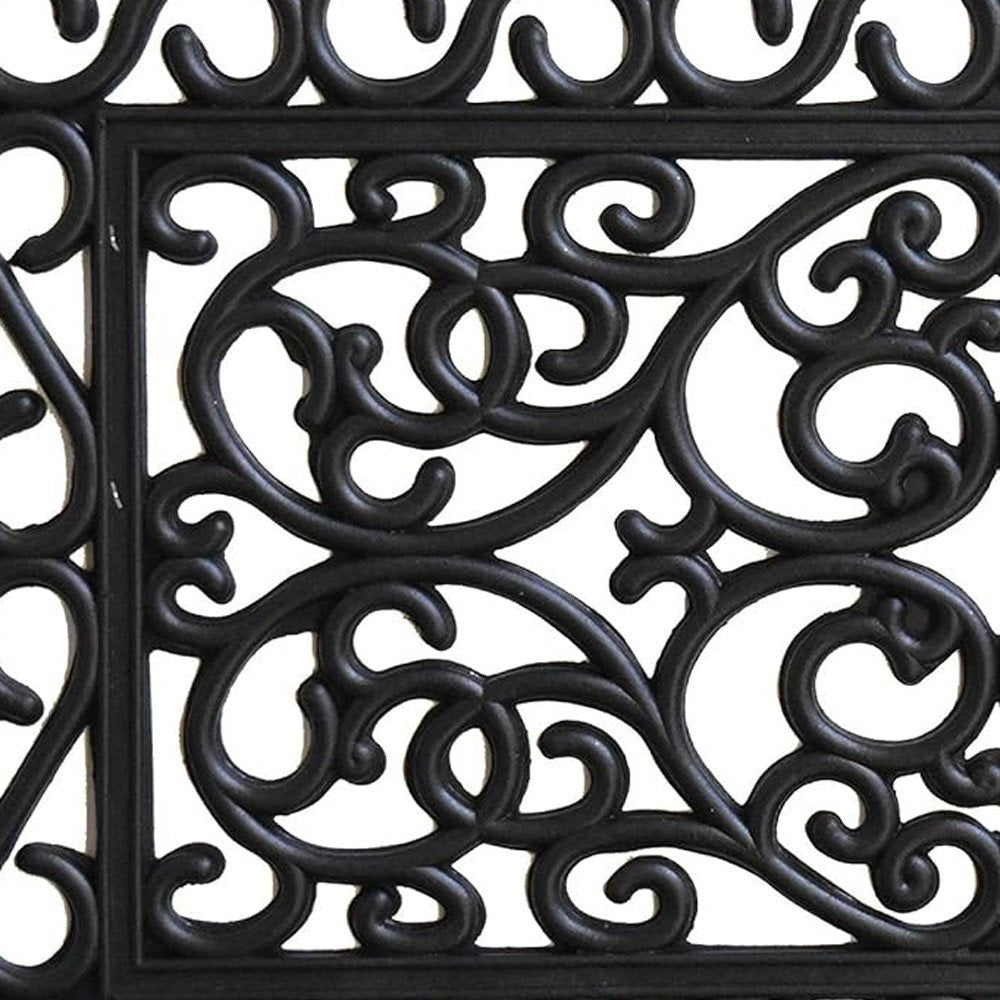 18" X 30" Black Rubber Scrollwork Outdoor Door Mat HomeRoots