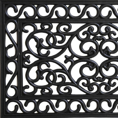 18" X 30" Black Rubber Scrollwork Outdoor Door Mat HomeRoots