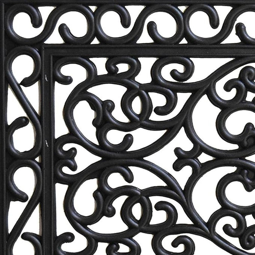 18" X 30" Black Rubber Scrollwork Outdoor Door Mat HomeRoots