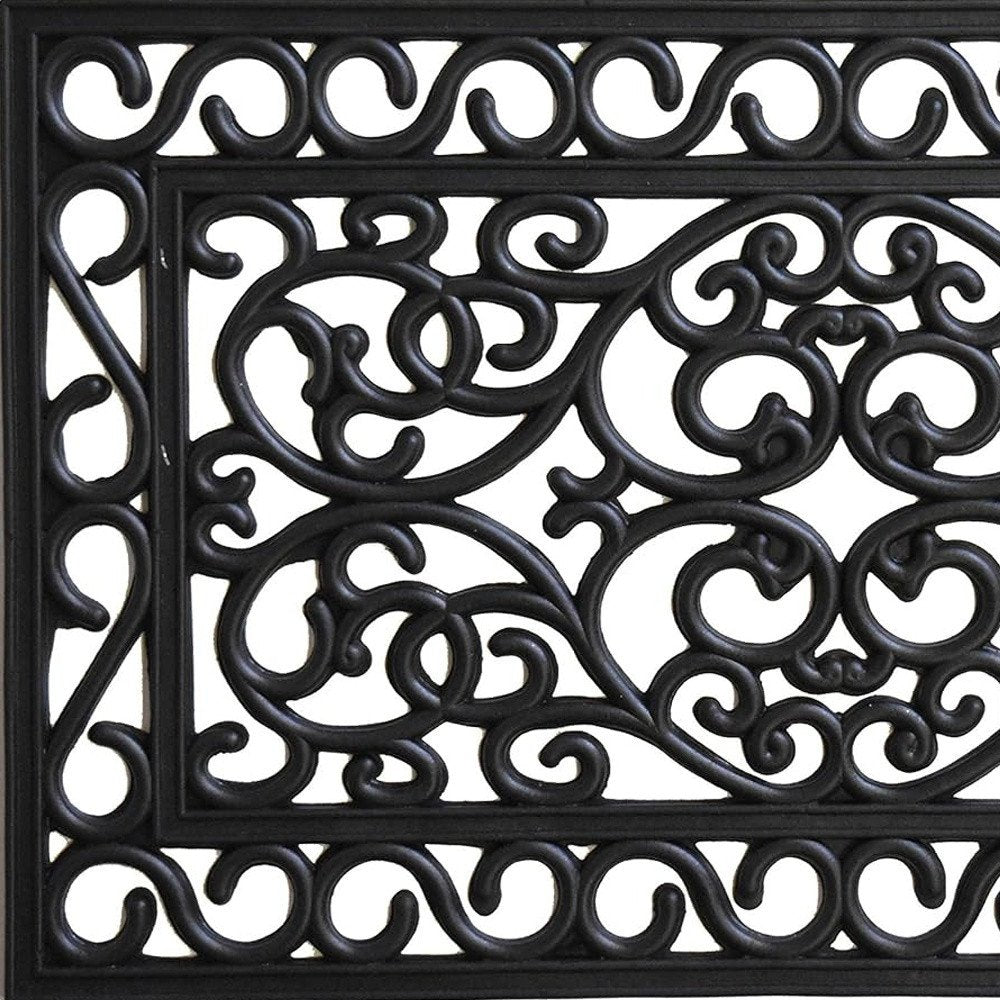 18" X 30" Black Rubber Scrollwork Outdoor Door Mat HomeRoots