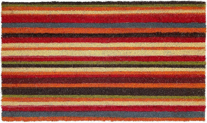17" X 29" Red Orange and Natural Coir Striped Outdoor Door Mat HomeRoots