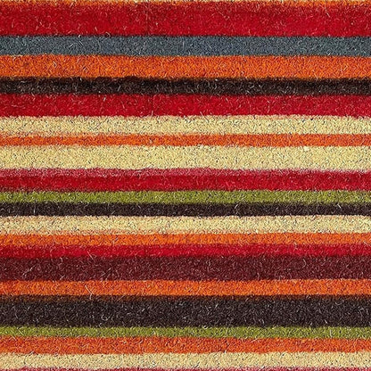 17" X 29" Red Orange and Natural Coir Striped Outdoor Door Mat HomeRoots