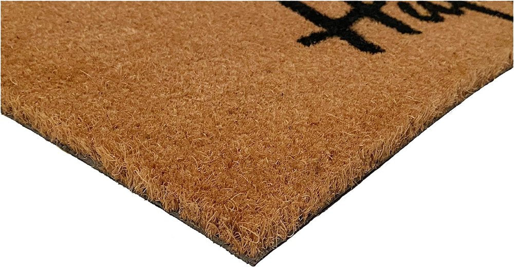 24" X 36" Natural and Black Coir Bumblee Bee Happy Outdoor Door Mat HomeRoots