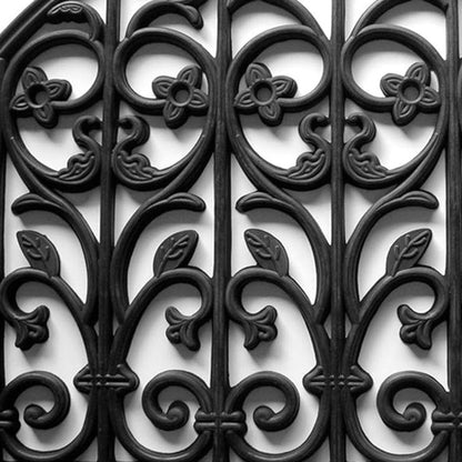 24" X 36" Black Rubber Scrollwork Outdoor Semi Circle Door Mat HomeRoots