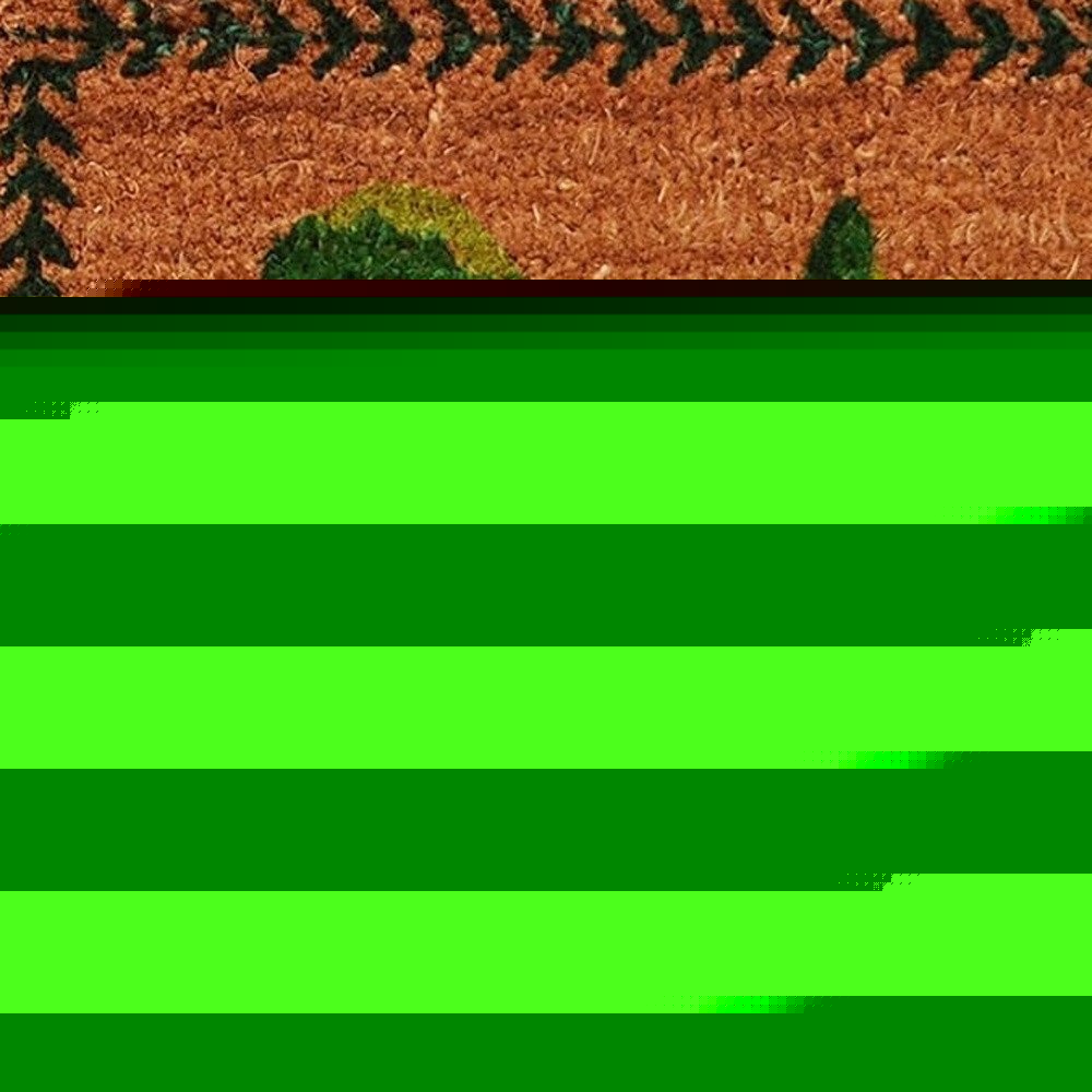 17" X 29" Natural and Green Coir Topiary Outdoor Door Mat HomeRoots