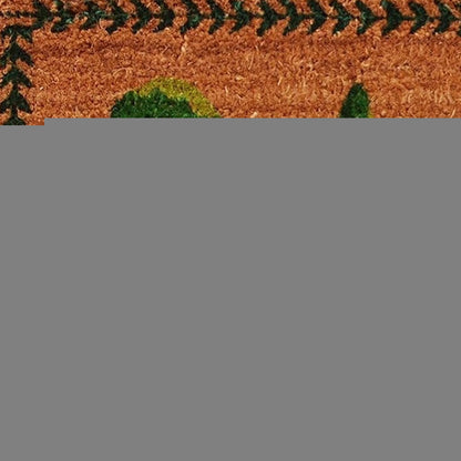 17" X 29" Natural and Green Coir Topiary Outdoor Door Mat HomeRoots