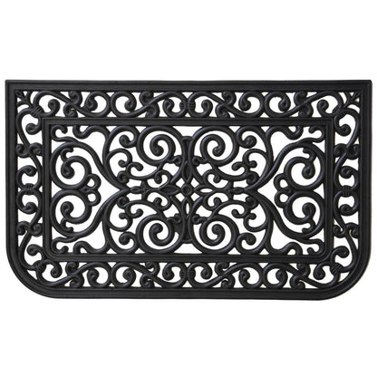 18" X 30" Black Rubber Scrollwork Outdoor Door Mat HomeRoots