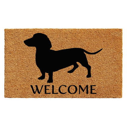 24" X 36" Natural and Black Coir Dachshund Welcome Outdoor Door Mat HomeRoots