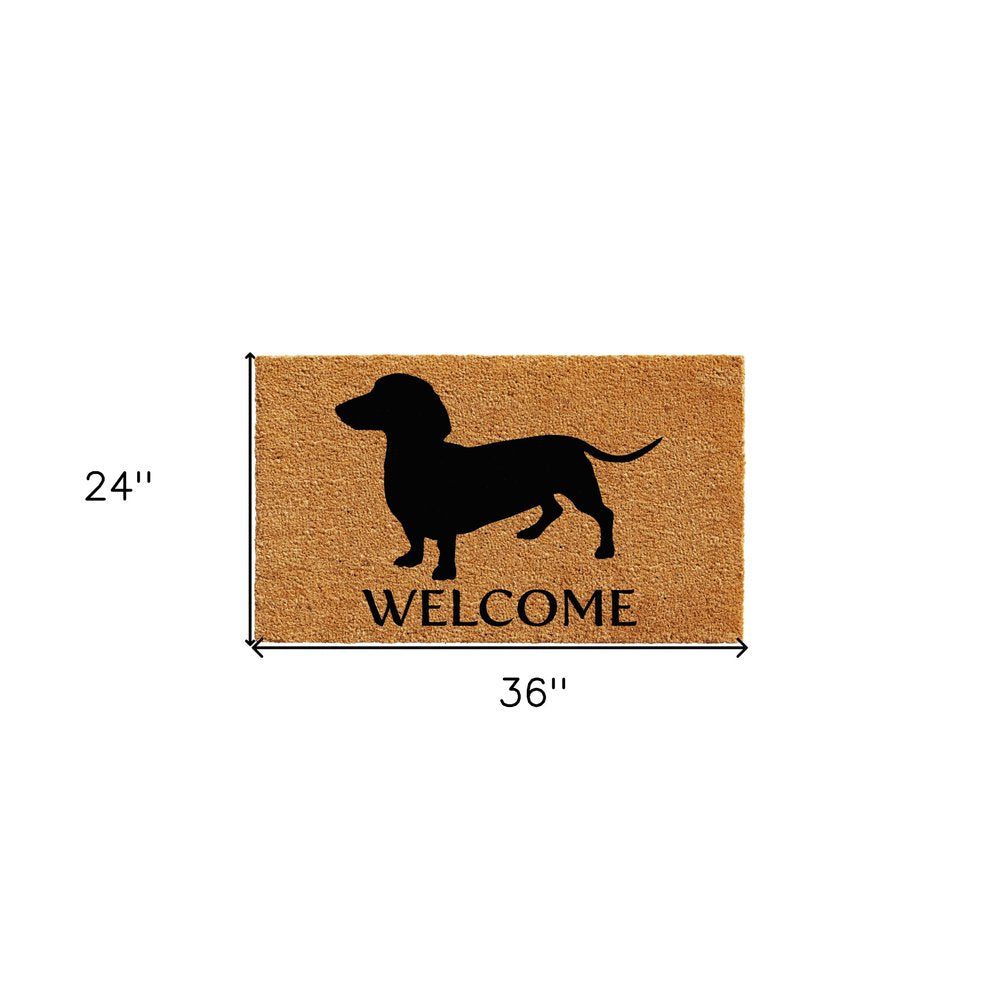 24" X 36" Natural and Black Coir Dachshund Welcome Outdoor Door Mat HomeRoots