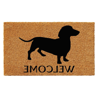 24" X 36" Natural and Black Coir Dachshund Welcome Outdoor Door Mat HomeRoots