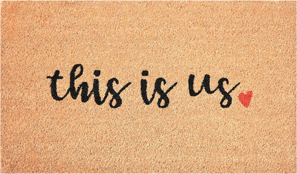 17" X 29" Natural and Black Coir This is Us Outdoor Door Mat HomeRoots