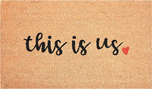 17" X 29" Natural and Black Coir This is Us Outdoor Door Mat HomeRoots