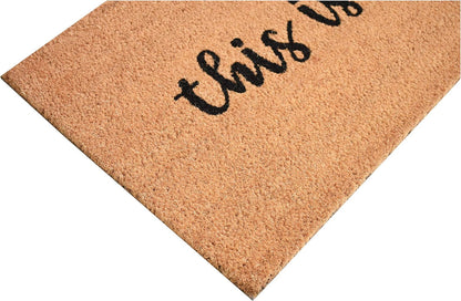 17" X 29" Natural and Black Coir This is Us Outdoor Door Mat