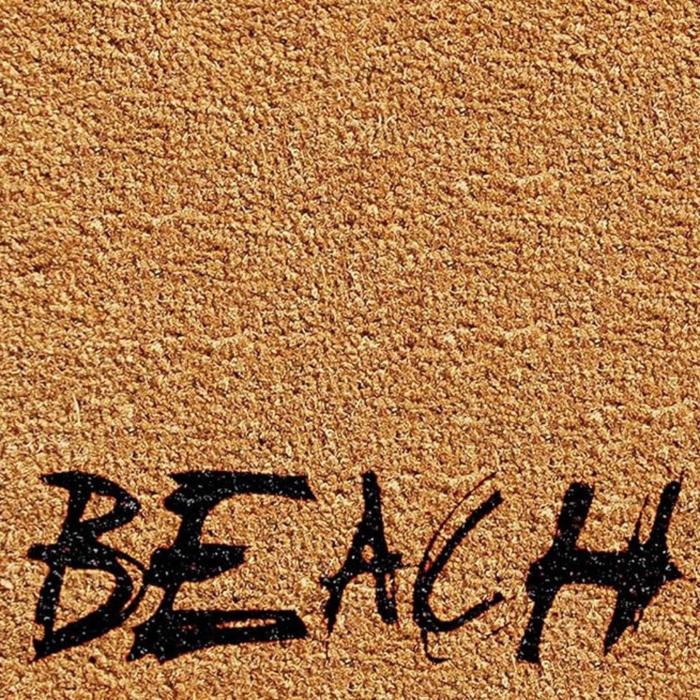 17" X 29" Natural and Black Coir Beach Life Outdoor Door Mat HomeRoots