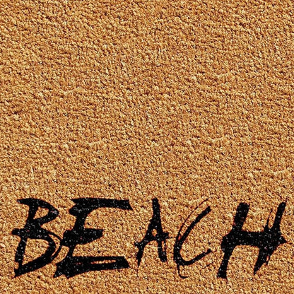 17" X 29" Natural and Black Coir Beach Life Outdoor Door Mat HomeRoots