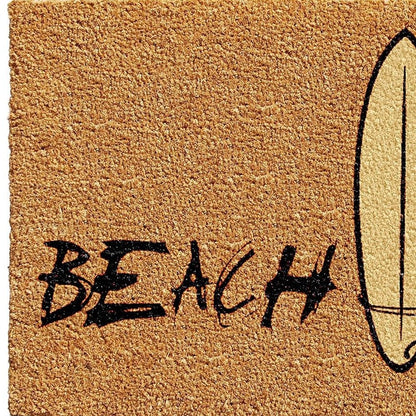 17" X 29" Natural and Black Coir Beach Life Outdoor Door Mat HomeRoots