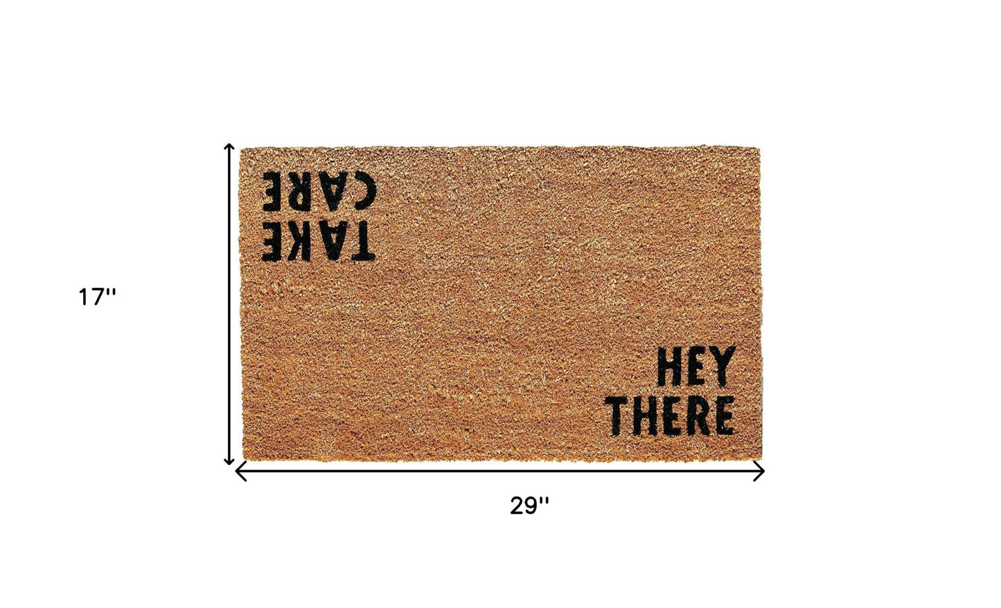 17" X 29" Natural and Black Coir Hey There Outdoor Door Mat