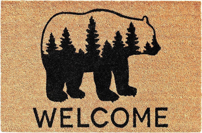 24" X 36" Natural and Black Coir Bear Welcome Outdoor Door Mat HomeRoots