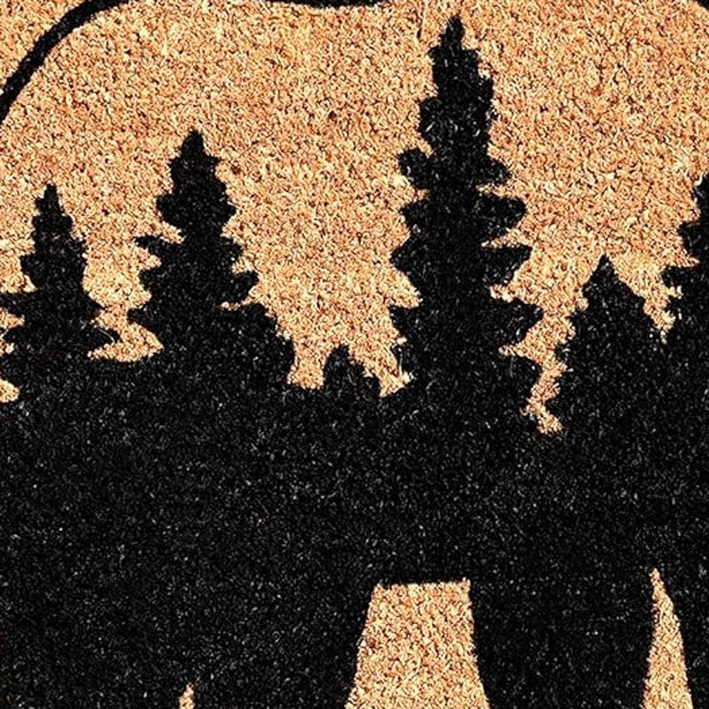 24" X 36" Natural and Black Coir Bear Welcome Outdoor Door Mat HomeRoots