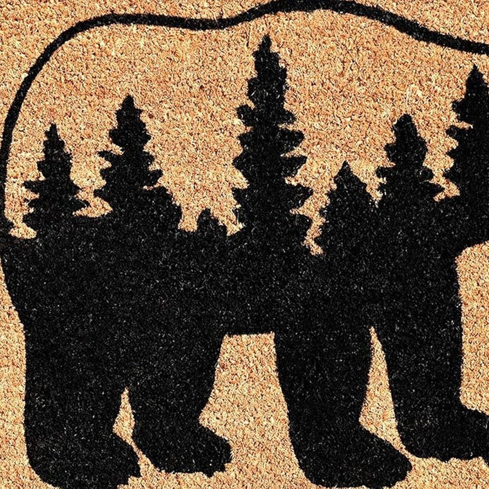 24" X 36" Natural and Black Coir Bear Welcome Outdoor Door Mat HomeRoots