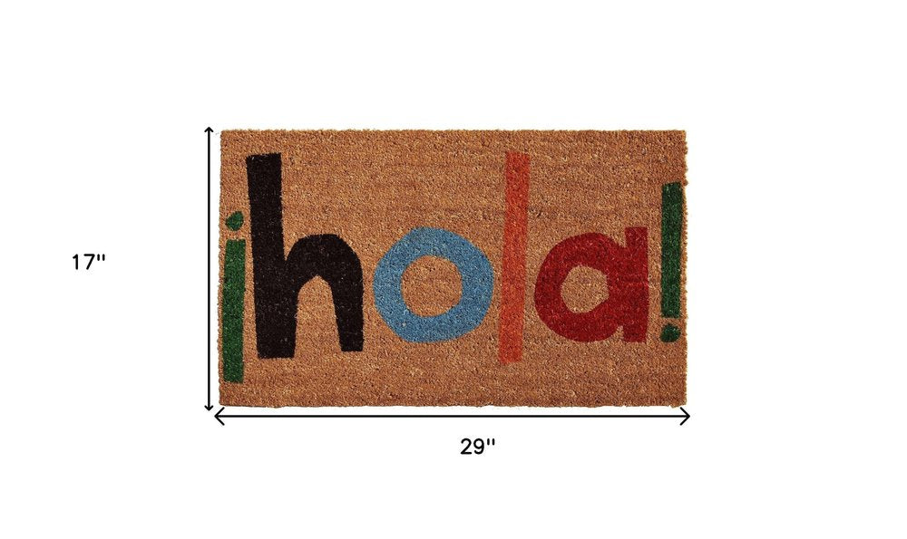 17" X 29" Natural Blue and Black Coir Hola Outdoor Door Mat — view 4