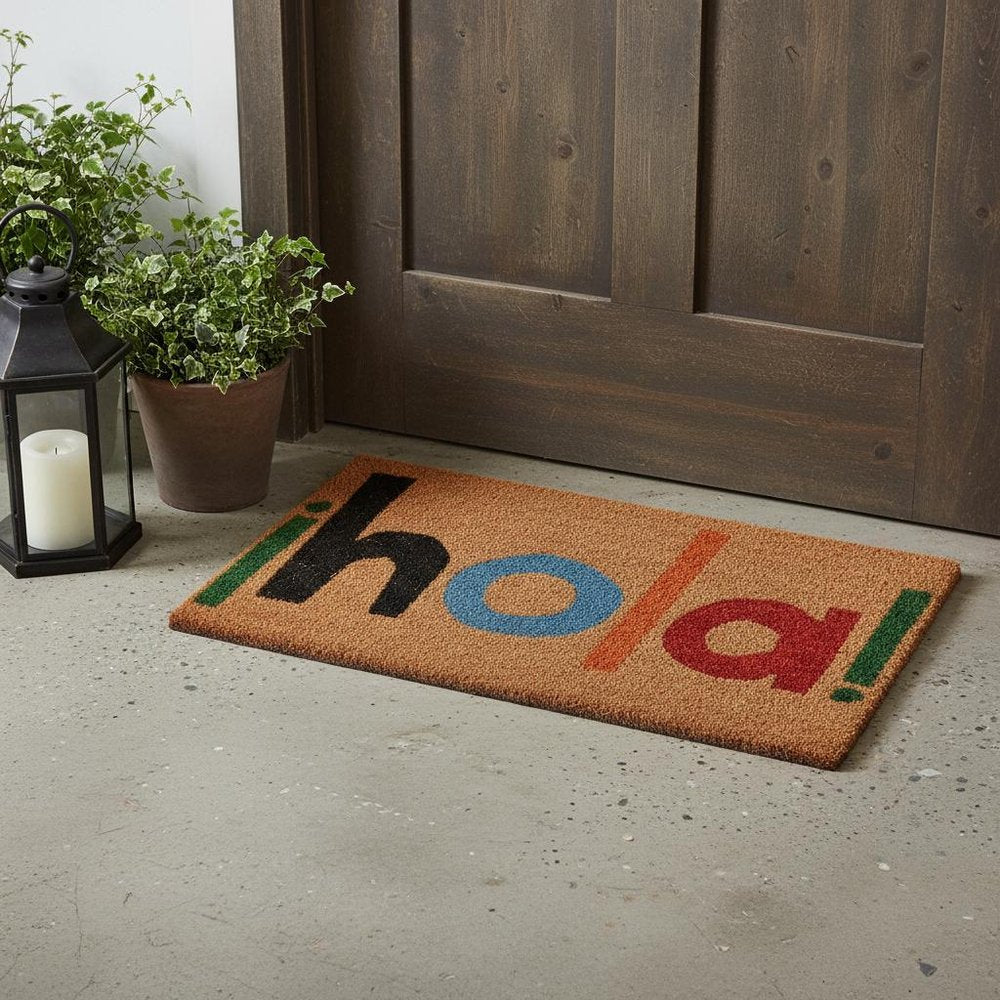 17" X 29" Natural Blue and Black Coir Hola Outdoor Door Mat — view 6
