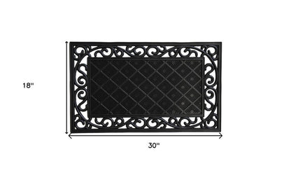 18" X 30" Black Rubber Geometric Outdoor Door Mat HomeRoots