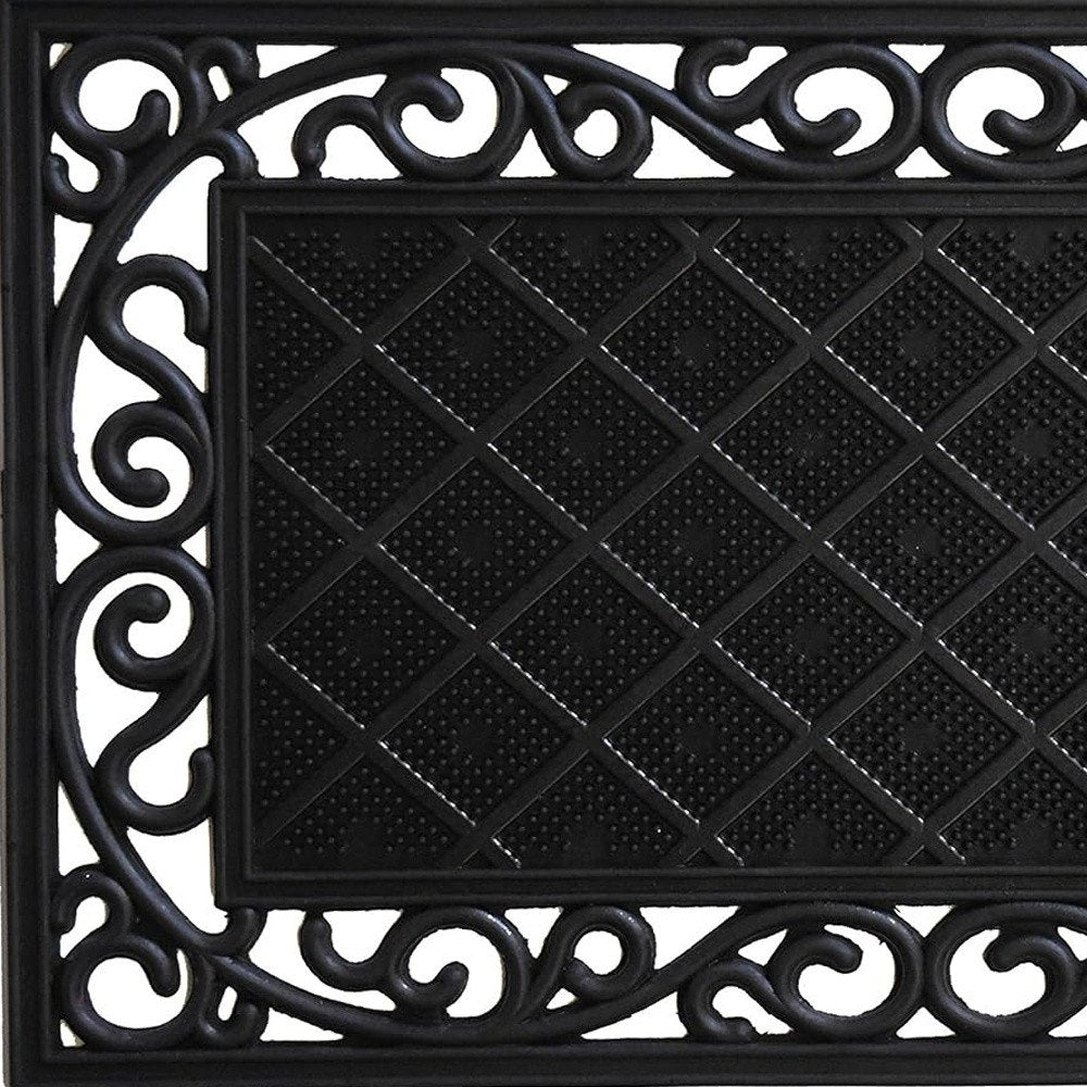 18" X 30" Black Rubber Geometric Outdoor Door Mat — view 4