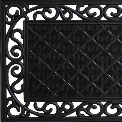 18" X 30" Black Rubber Geometric Outdoor Door Mat HomeRoots