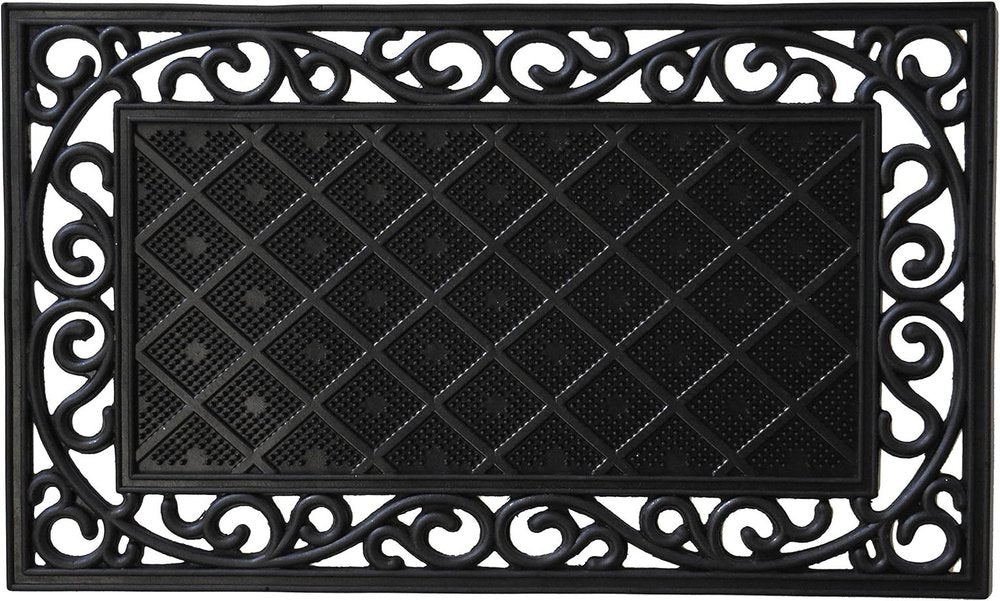 18" X 30" Black Rubber Geometric Outdoor Door Mat — view 5