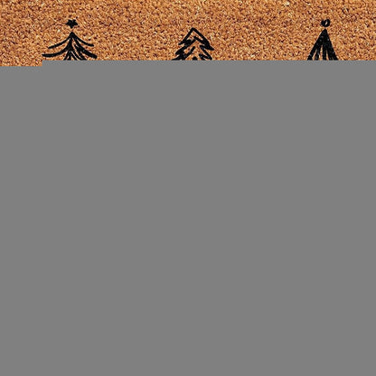 17" X 29" Natural and Black Coir Floral Welcome Outdoor Door Mat HomeRoots