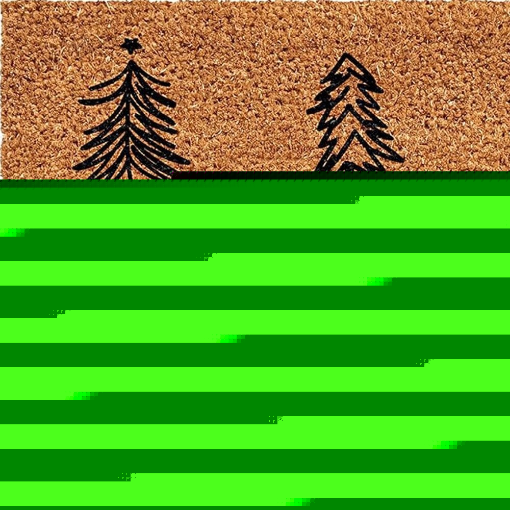 17" X 29" Natural and Black Coir Floral Welcome Outdoor Door Mat HomeRoots