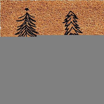 17" X 29" Natural and Black Coir Floral Welcome Outdoor Door Mat HomeRoots
