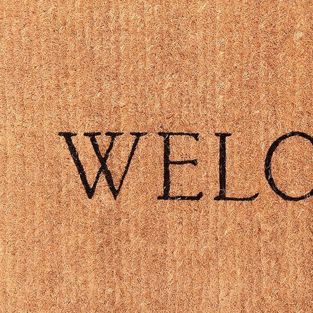 30" X 48" Natural and Black Coir Welcome Outdoor Door Mat HomeRoots