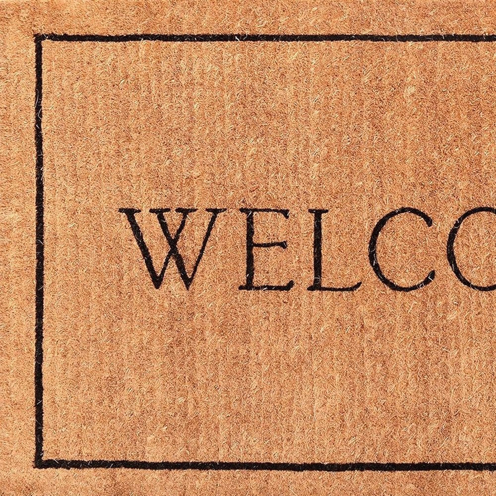 30" X 48" Natural and Black Coir Welcome Outdoor Door Mat HomeRoots