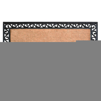 22" X 36" Natural and Black Coir Scrollwork Outdoor Door Mat HomeRoots